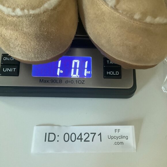 UGG Womens 10 Hailey Cream Tan Suede Shearling Flats Moccasin Slippers - Picture 14 of 14